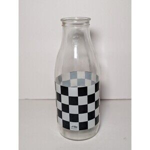 Vintage Le Parfait France Milk Glass Jar Farmhouse Black White Check Bottle